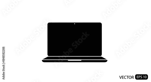 Black laptop computer device screen.