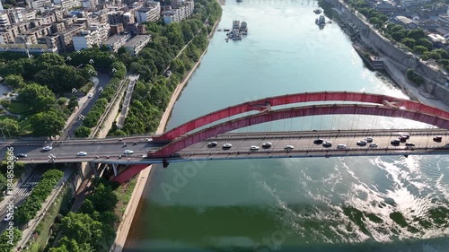 Jinsha River Bridge Aerial View, Yibin Sichuan China