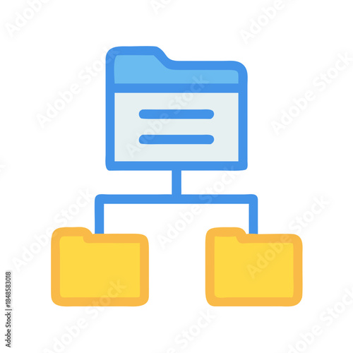 Stylized hierarchical directory structure showing parent folder with two children folders.