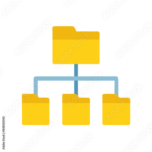 Visual depiction of file directory structure with folders connected in schematic hierarchy