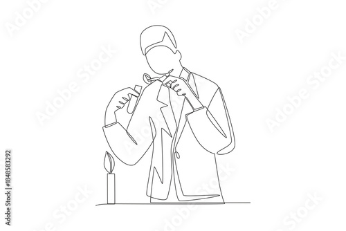 Scientists are researching biotech. Biotech concept one-line drawing