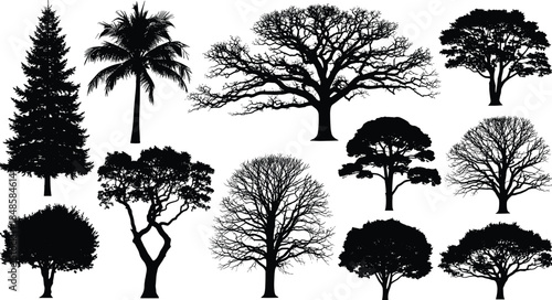 Megapack silhouette collection, landscape trees, city skylines, wedding icons, construction workers, professional trades, business people, travel beach,
