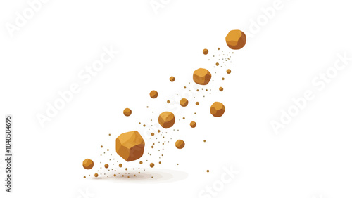 Geometric low-poly fragments ascending dynamically, creating a unique visual flow