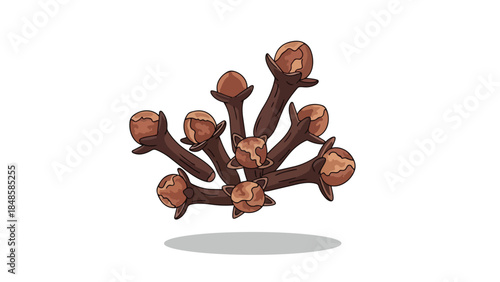 A vibrant illustration showcasing a cluster of aromatic clove spice buds, perfect for culinary and herbal themes, emphasizing natural flavor and