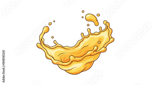 Dynamic golden liquid splash vector illustration showcasing fluid movement, ideal for conveying freshness and energy. This versatile artwork suits