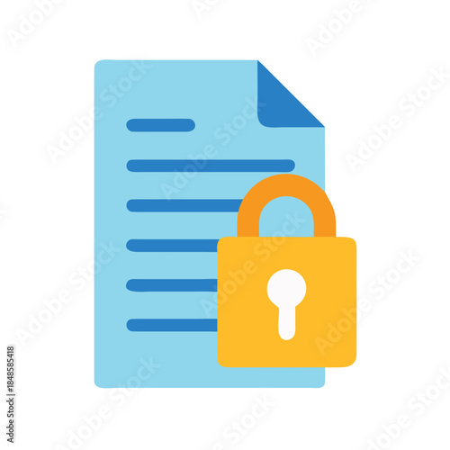 Document Security Illustration with Padlock: Data Protection and Confidentiality Concept