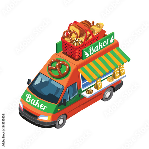 Mobile Bakery Food Truck Delivering Freshly Baked Goods.