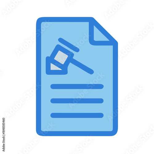 Blue Document with Gavel Icon Representing Legal Papers and Justice Systems