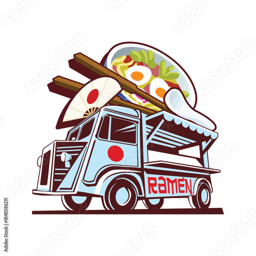 Ramen Food Truck Illustration.