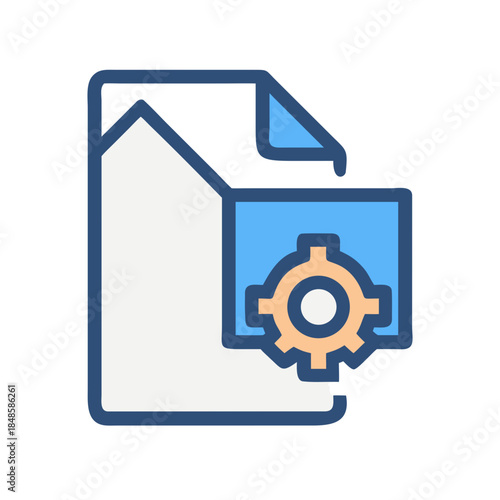 File settings configuration stock icon with gear symbol, vector illustration