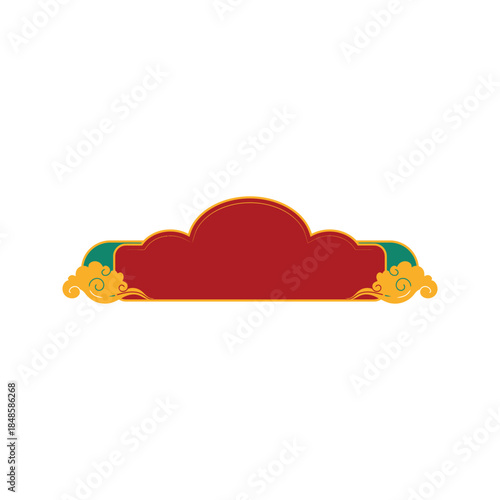 Red and Gold Chinese Cloud Frame Design Element.