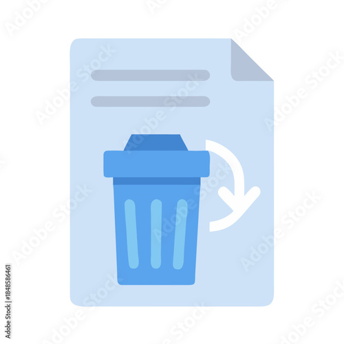 Document Recycle Process: A file with trash bin icon representing deletion and renewal