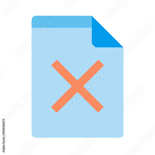 Vector illustration of a document with an X mark symbolizing deletion