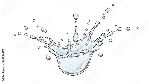 Dynamic liquid splash illustration with droplets, capturing energetic motion and fresh transparency