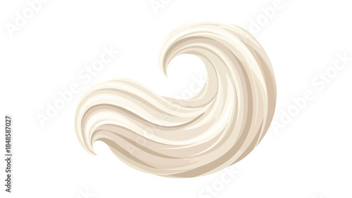 An elegant, creamy beige and off-white abstract wave design featuring smooth, flowing lines and a gentle spiral, evoking a sense of calm motion and