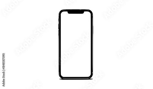 Realistic smartphone mockup front view with blank screen and soft shadow vector