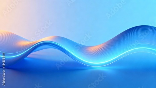Calm futuristic blue abstract background with glowing wave