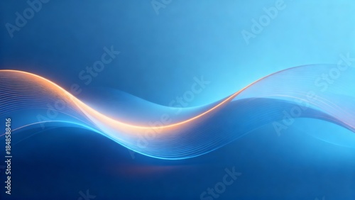 Calm futuristic blue abstract background with glowing wave