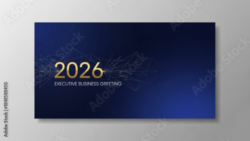 2026 Executive Business Meeting background modern abstract geometric design with golden year and tex