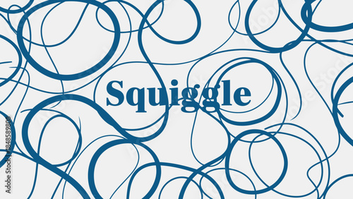 Blue squiggle design with overlapping circles on white background
