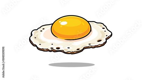 Vibrant cartoon fried egg illustration featuring a glistening golden yolk and crisp white, ideal for breakfast graphics