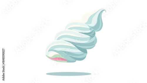 Delicate stylized swirl of soft pastel blue and white cream, a sweet graphic element with subtle color.