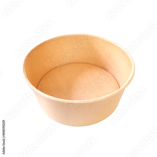 empty delivery brown Kraft Paper bowl on white background.