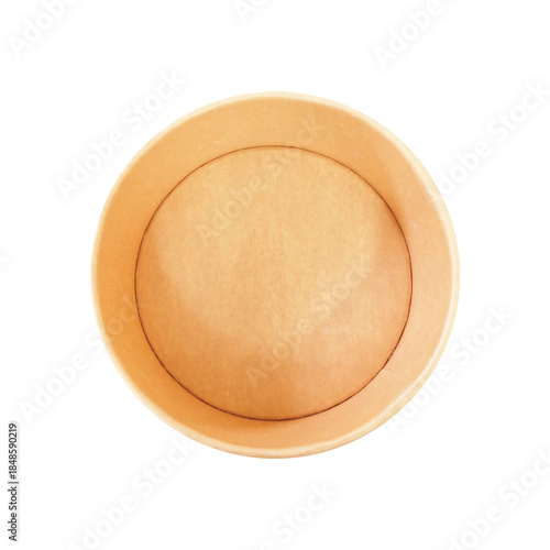 empty delivery brown Kraft Paper bowl on white background.
