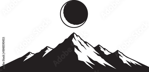 Mountain Silhouette Under Lunar Eclipse Night Sky