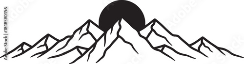 Mountain Range at Sunset Silhouette Graphic Design