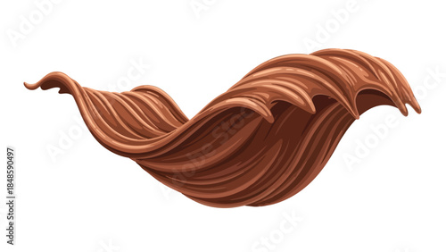A luscious flowing brown wave, resembling melted chocolate or smooth caramel, meticulously rendered with rich textures and dynamic curves for