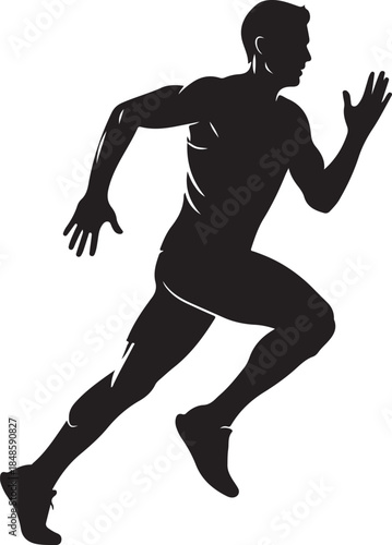 Silhouette of Man Running Fast Energetically Outdoors