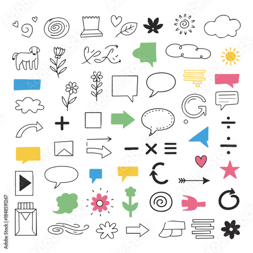 Mega Collection of Hand-Drawn Vector Design Elements Featuring Minimalist Line Icons