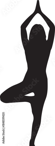 Woman in Yoga Pose Silhouette Standing Balance