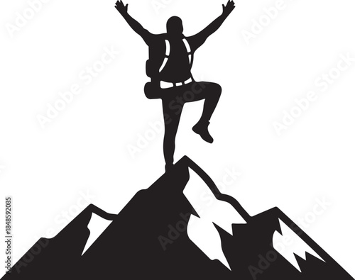 Hiker Celebrates Reaching Mountain Summit