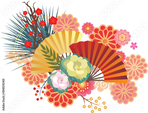 正月飾り　年賀素材