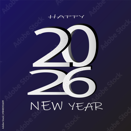 Happy New Year greeting card flat vector icon