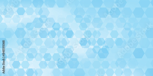 Abstract blue and white hexagon background. Futuristic digital hi-technology banner. Healthcare background. Vector