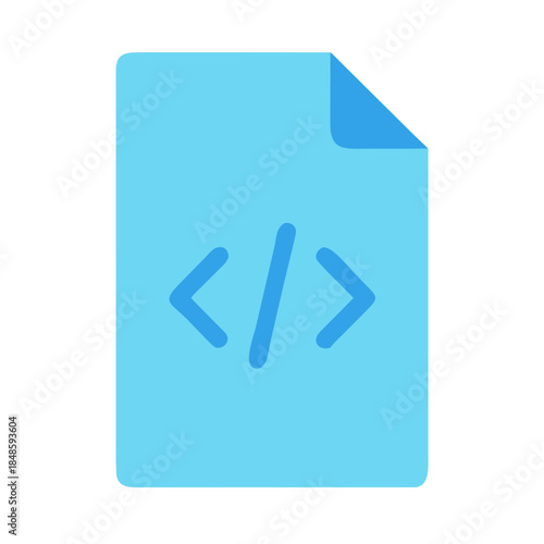 Illustration of a coding file with a curled corner and code icon