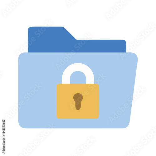 Secure File Folder with Padlock: Data Encryption and Confidentiality Concept Illustration