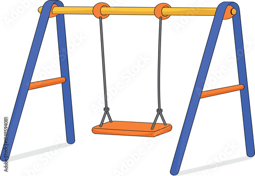 Colorful outdoor garden swing set for kids playground, fun recreational equipment vector illustration for park design