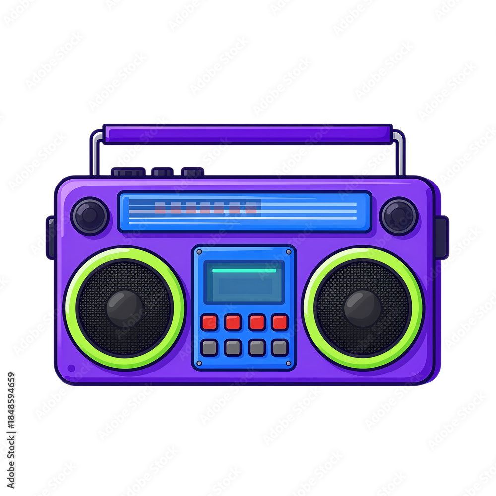 Fototapeta premium Colorful retro boombox with speakers and antenna