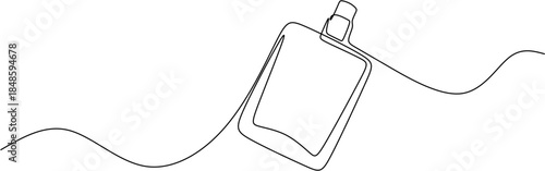 Continuous one line drawing of a perfume bottle or flask for beauty and luxury concept.