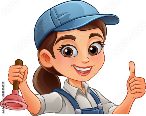 A woman female plumber hold...