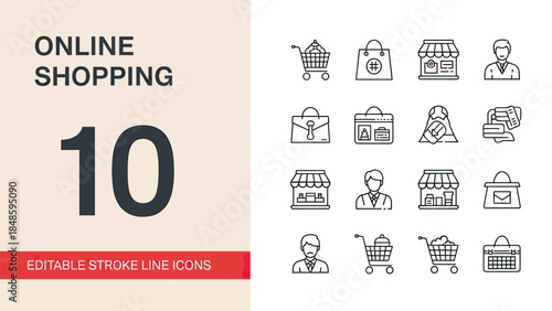 Online Shopping Icons Collection for E-commerce Business.