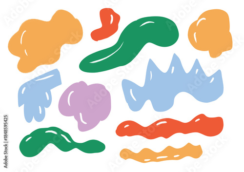 Playful abstract terrazzo composition with hand drawn organic shapes and bright pastel colors. A modern, cheerful background perfect for contemporary branding, packaging design, web graphics, posters.