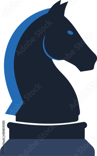 A striking dark blue chess piece depicting the head of a regal