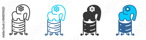 big data icon set multiple style collection	
