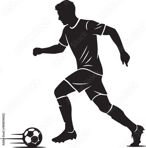 Football Player Dribbling Ball Silhouette