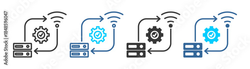 system integration icon set multiple style collection	
